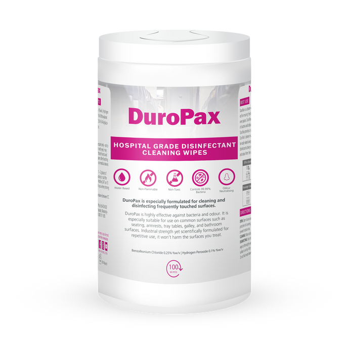 DuroPax Hospital Grade Disinfectant Wipes - 100 Wipe Pack (ARTG)